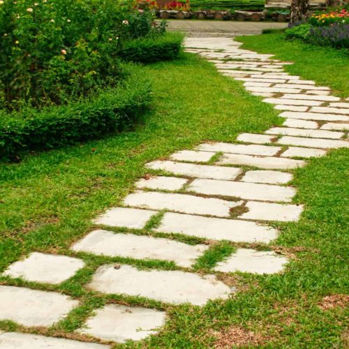 Landscaping in the garden. The path in the garden