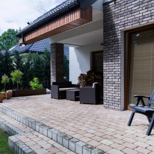 Patio with chairs and table